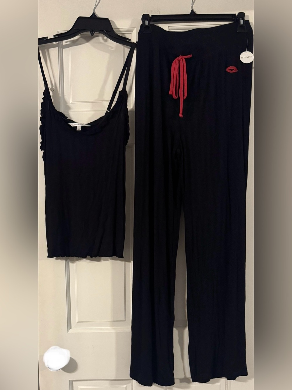 HoneyDew black "Laid Back" cami top and pants lounge set NEW